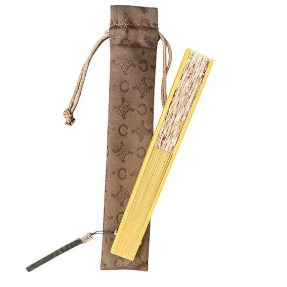 Celine Floral Hand Fan with Brown and Cream Accents - Picture 7 of 8